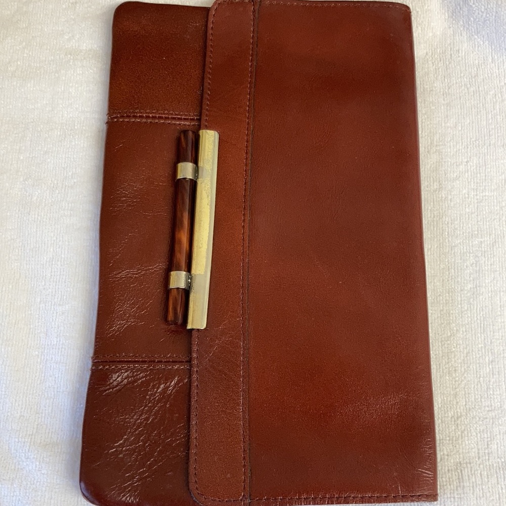 Vintage 70s Genuine Leather Fold Over Clutch Bag